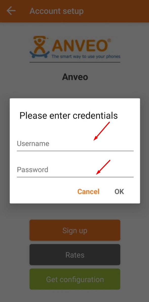 Zoiper Anveo Credentials